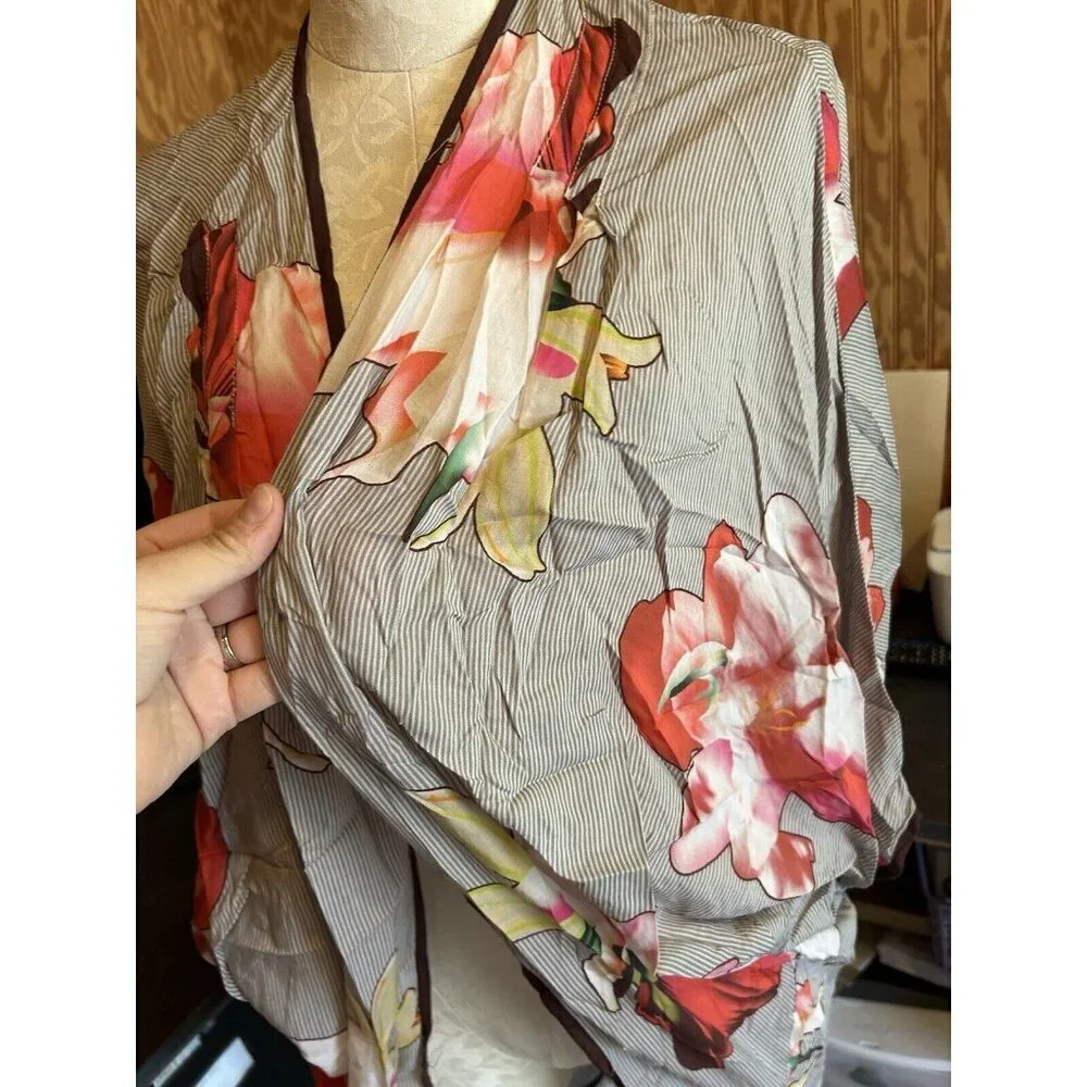Feathers By Tolani One Size Floral Open Front Kimono Modal Boho O/S Short Sleeve